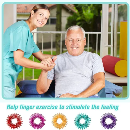 Miniatura 4 de Paquete de 100 anillos sensoriales con pinchos, anillos sensoriales de acupresión para adultos, reductor de estrés silencioso y masajeador