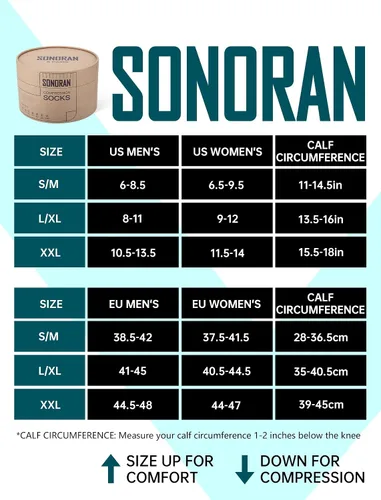 Miniatura 5 de SONORAN Calcetines de compresión para hombres y mujeres (246 pares) 20-30 mmHg de compresión graduada hasta la rodilla para correr, atletismo