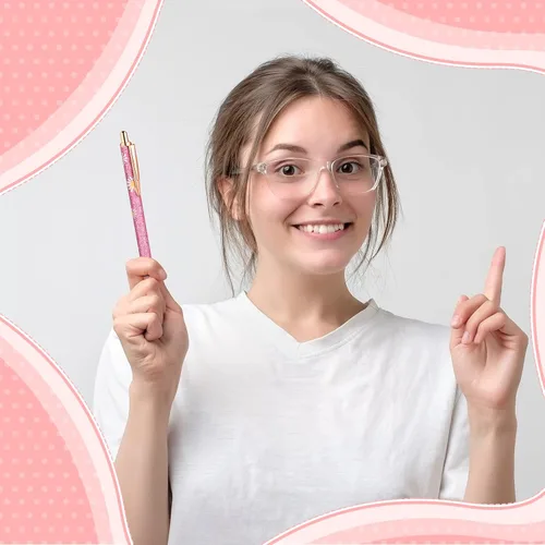Miniatura 5 de Epakh 11 piezas bolígrafos de lujo para mujer, bolígrafos retráctiles de metal con purpurina brillante y bonitos, tinta negra, punta media de 1.0