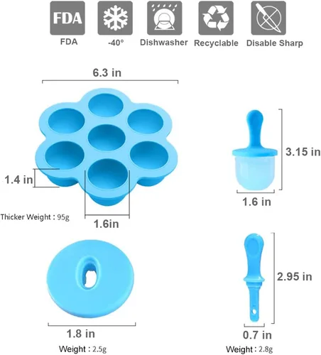 Miniatura 6 de Moldes de Silicona para Paletas, Moldes para Paletas de Hielo, Contenedor de Almacenamiento para Comida Casera, Moldes Pop DIY de Helados para Niños