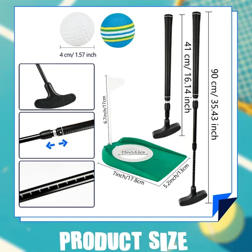 Miniatura 2 de Juego de 2 palos de golf ajustables para niños, adolescentes, diestros o zurdos, de dos vías, para hombres y mujeres, 4 pelotas de entrenamiento