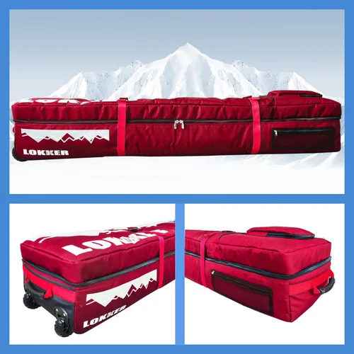 Miniatura 2 de D900 - Bolsa acolchada de snowboard con ruedas para viajes aéreos, impermeable de 71 pulgadas, gran capacidad para esquís/tablas de snowboard, Rojo