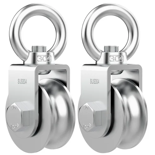 Miniatura 11 de Bloque de polea giratoria tipo U, poleas de acero inoxidable 304 para elevación de cable de cuerda de alambre, parte de equipo de gimnasio DIY