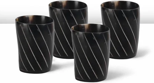 Miniatura 29 de Handicrafts Home Juego de 4 vasos de chupito hechos a mano, patrón entrecruzado de 6.5 onzas, chupitos de whisky vikingo naturales para cócteles