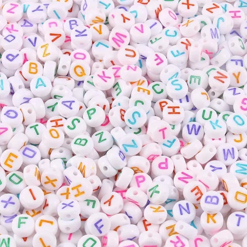 Miniatura 19 de 900 cuentas acrílicas doradas de letras del alfabeto, letras coloridas del alfabeto, cuentas de cubo negro para pulseras de la amistad y regalos
