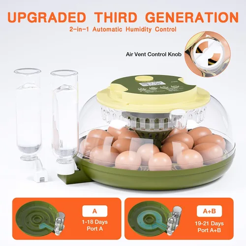 Miniatura 5 de Incubadora de 18 huevos, incubadora para incubar huevos, giro automático de huevos y control de temperatura de humedad, vela de huevos, día
