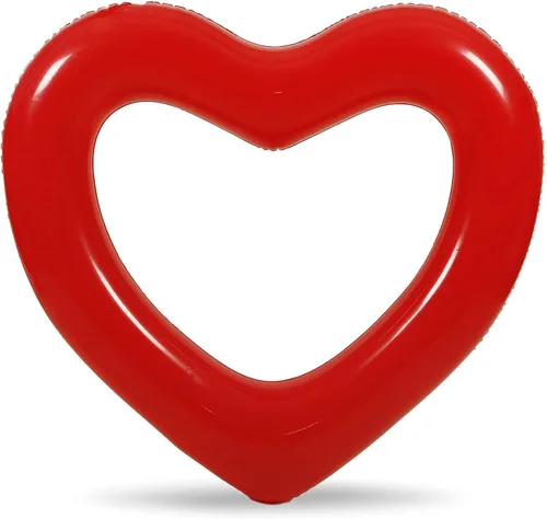 Miniatura 4 de LOTELI - Flotadores de piscina con forma de corazón originales para adultos, más gruesos y fuertes, flotadores inflables grandes para fiestas, Rojo