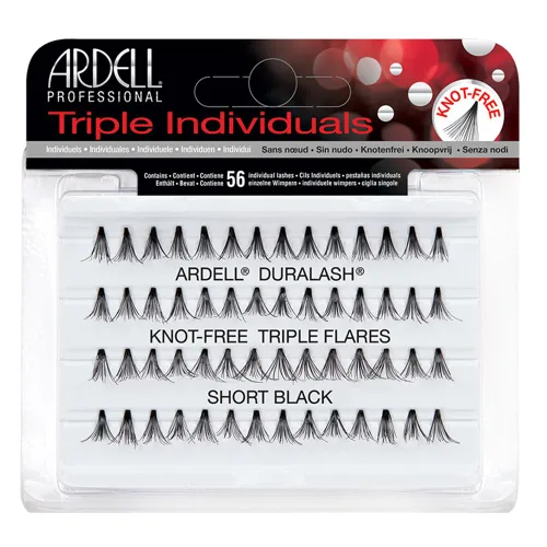 ARDELL Triple Individuals - Pestañas cortas sin nudos, color negro