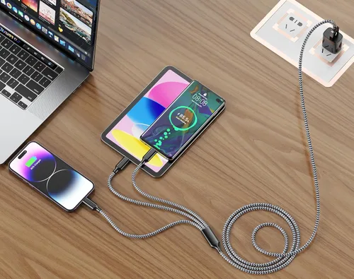 Miniatura 2 de Cable de carga múltiple para cargador de Apple Watch de 6 pies, cable de carga 3 en 1, USB A/C a Lightning tipo C, cable USB C, cable de cargador