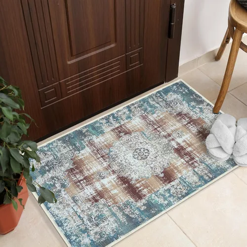 Miniatura 98 de GLN Rugs Bohemian Collection - Alfombra de felpilla lavable a máquina, bohemio vintage, antideslizante, alfombra de felpilla de pelo bajo, alfombra
