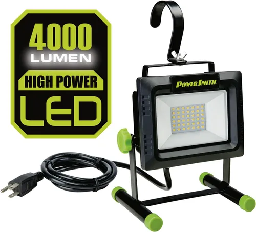 Miniatura 2 de PowerSmith 4000 lúmenes Luz de trabajo LED portátil con soporte de metal completo y interruptor sellado para luz de inundación para todo clima