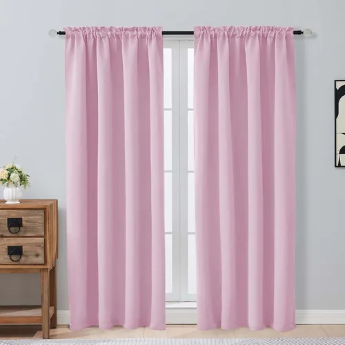 Miniatura 28 de OVZME Cortinas opacas turquesa para tratamiento de ventanas pequeñas, cortinas cortas con bloqueo de luz para ventana de cocina sobre el fregadero