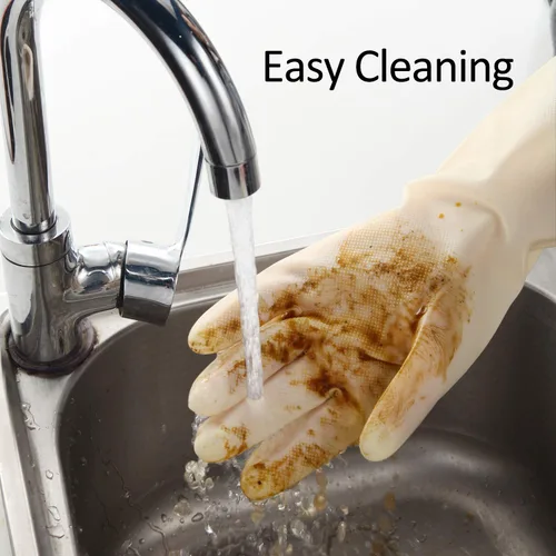 Miniatura 4 de BOOMJOY Guantes de limpieza de nitrilo, guantes resistentes para lavar platos, guantes medianos reutilizables para cocina, baño, jardinería, (Corto)