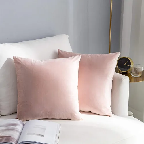 Miniatura 49 de Stellhome - Juego de 2 fundas de almohada de terciopelo Rosa claro