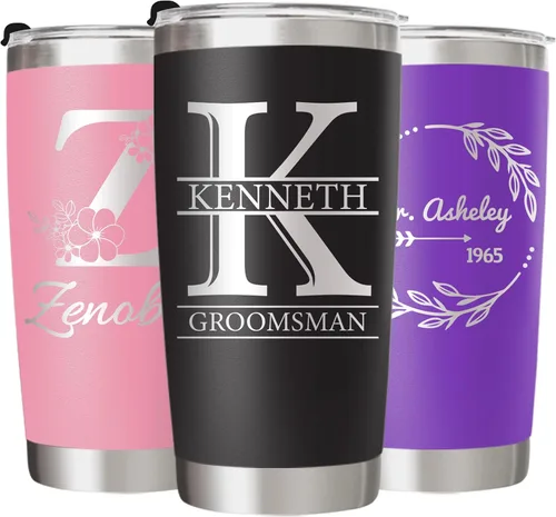 Miniatura 9 de Vaso personalizado de 40 onzas con asa y tapa con pajilla, botella de agua de acero inoxidable personalizada con nombres y flores de nacimiento