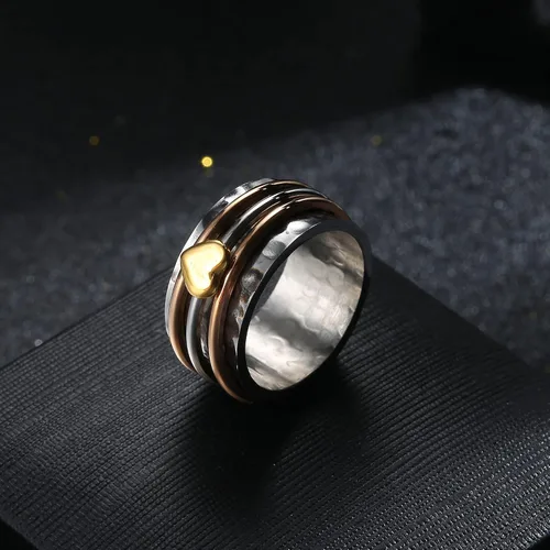 Miniatura 32 de Magitaco Anillos giratorios de acero inoxidable, anillos para ansiedad, anillos de ansiedad para mujeres y hombres