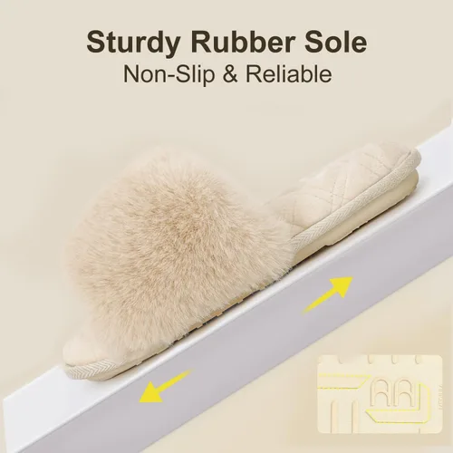 Miniatura 6 de LongBay Pantuflas planas de espuma viscoelástica de piel sintética para mujer, cómodas sandalias de punta abierta