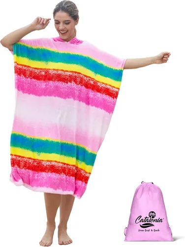 Catalonia Poncho absorbente de surf para hombres y mujeres, poncho de cambio de toalla de secado rápido, poncho de toalla con capucha para adultos,
