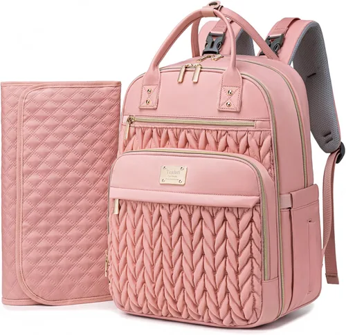 Miniatura 11 de Tealari Mochila para pañales, elegante bolsa de pañales para bebé, mochila impermeable para pañales de viaje, bolsas de bebé con cambiador, correas