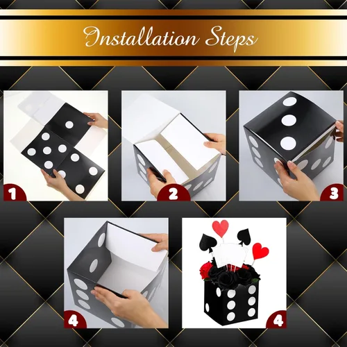Miniatura 3 de Tinlade 6 cajas de dados de 11 pulgadas Jumbo Vegas Casino Decoración de fiesta temática Big Vegas Decoración gigante de mesa dados de cartón