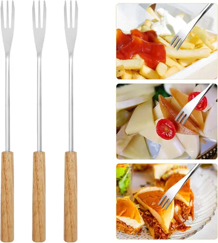 Miniatura 4 de Paquete de 6 tenedores de fondue para queso y chocolate, tenedores de inmersión para dulces, suministros de horneado de acero inoxidable para tartas
