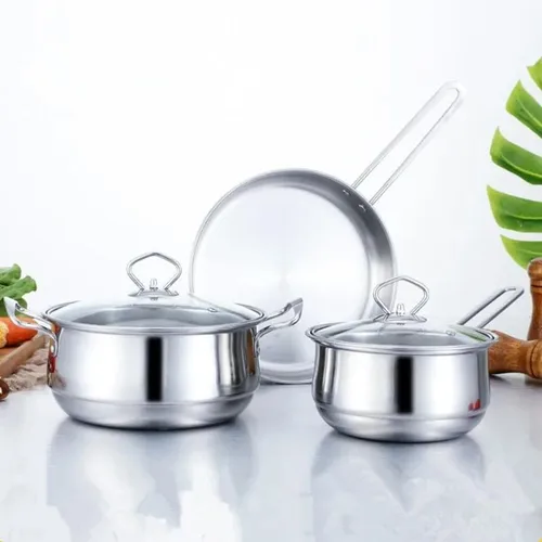 Miniatura 2 de Juego de utensilios de cocina de acero inoxidable, juego de olla de leche, cocina de inducción, cacerola de cocina para el hogar, sartén de fondo