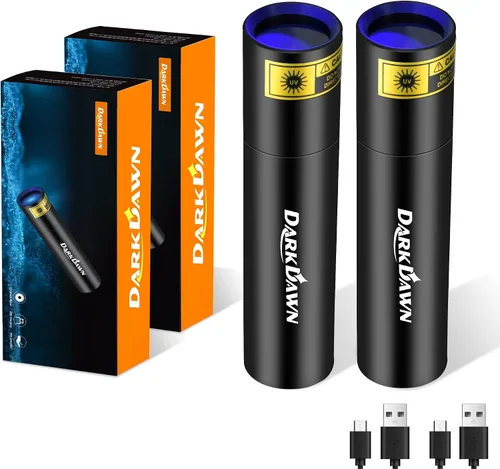 Miniatura 10 de DARKDAWN Linternas de luz UV de 395 nm USB recargable ultravioleta LED luz negra mini lámpara de madera portátil para detección de orina de gatos