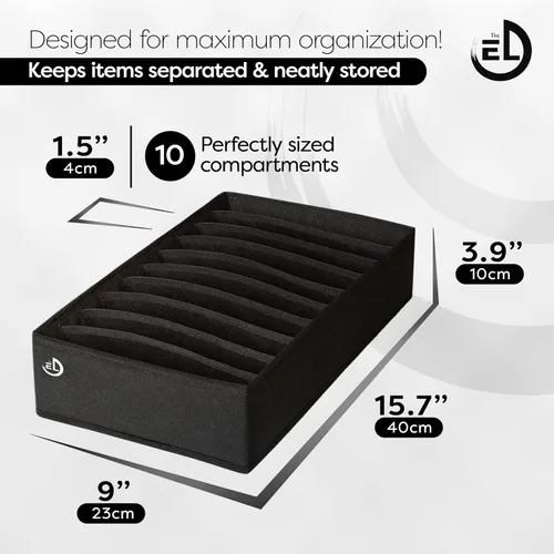 Miniatura 2 de Organizador de cajones de ropa, juego de 3 organizadores multiusos para cajones de aparador para adultos y niños, armario plegable 10 celdas por
