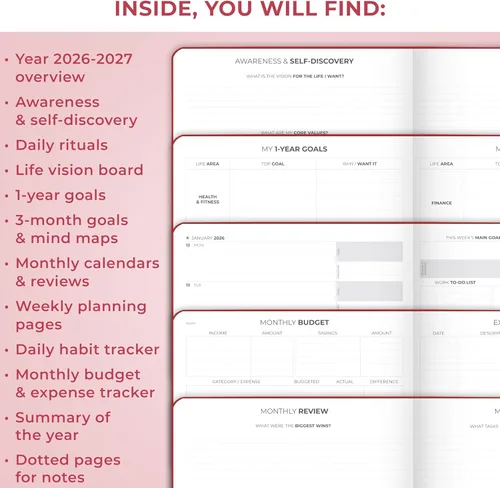 Miniatura 5 de Clever Fox Planner PRO Premium de enero de 2026 a enero de 2027 - Lujoso organizador semanal, mensual y presupuestario para productividad y alcanzar
