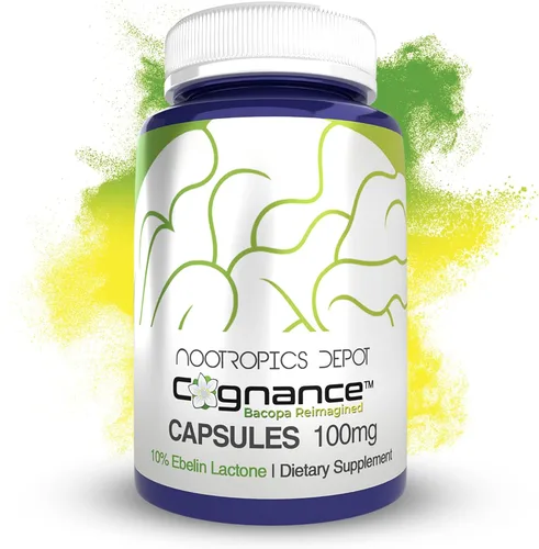 Nootropics Depot Cognance Cápsulas de Bacopa mejoradas | 100 mg | 10% Ebelin Lactone | Bacopa monnieri | Activación del estado de ánimo, memoria y