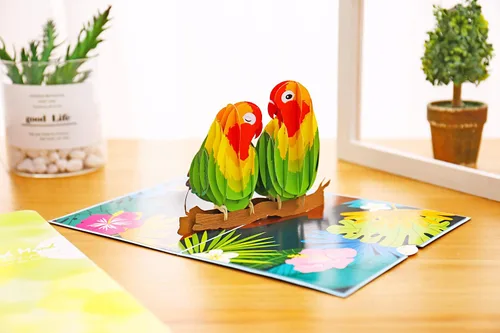 Miniatura 3 de Liif Tarjeta emergente de felicitación 3D de 50 aniversario de Lovebird, tarjeta de boda de feliz 50 aniversario y regalo - para marido, esposa