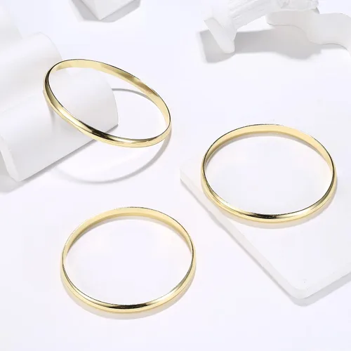 Miniatura 5 de HAIAISO Pulsera chapada en oro de 14 quilates de 0.236 pulgadas para mujer, pulsera lisa pulida, regalo para el día de San Valentín