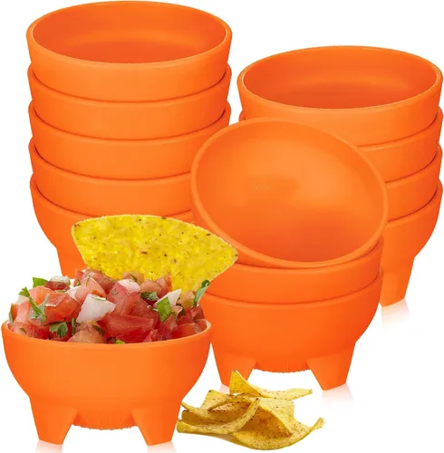 Miniatura 7 de Maxcheck 12 piezas de cuencos de salsa para fiesta de 4.5" de diámetro, cuencos de salsa mexicanos de plástico para guacamole, lindos chips y plato