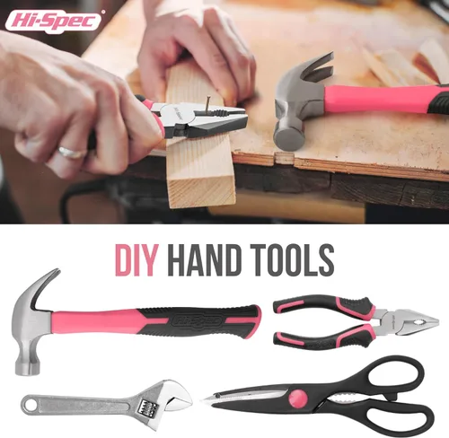 Miniatura 4 de Hi-Spec Juego de herramientas de reparación de bricolaje rosa para el hogar, 54 piezas, para mujeres, mujeres, principiantes, herramientas manuales