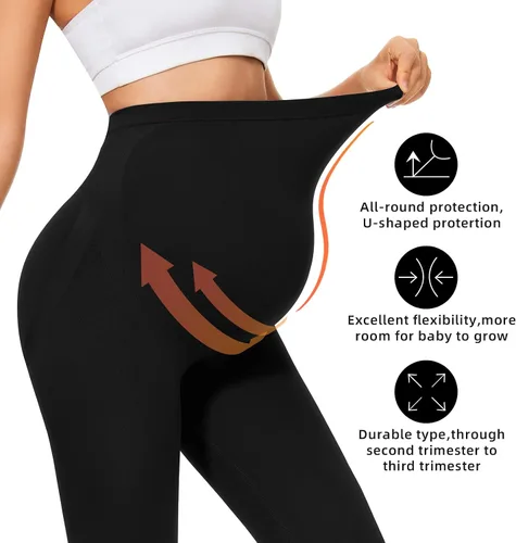 Miniatura 2 de Maternity Capri Leggings Over The Belly Butt Lift -Soft Non-See-Through Workout Pregnancy Pants for Women