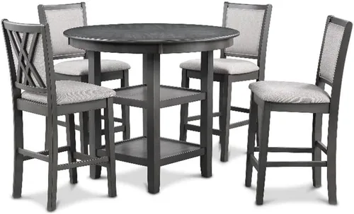 Miniatura 14 de New Classic Furniture Amy - Juego de mesa de comedor de 5 piezas, color beige y marrón
