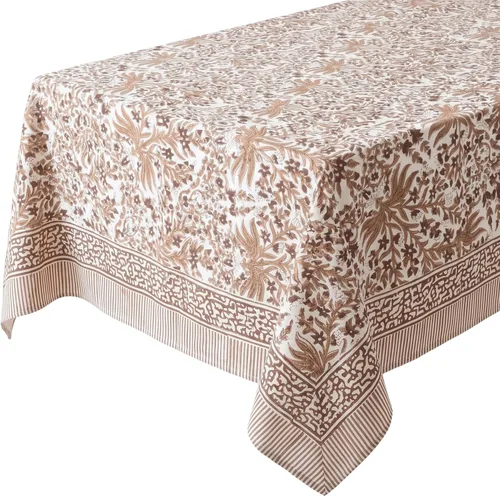 Miniatura 8 de ATOSII Amalfi - Mantel redondo de verano 100% algodón, estampado en bloques, para comedor, bodas, exteriores, fiestas, I Grand Millenial Farmhouse