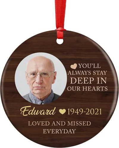 Miniatura 12 de In Loving Memory, Adorno conmemorativo de Navidad personalizado con foto, nombre y fecha, sube fotos e imágenes - 7 diseños, adornos conmemorativos