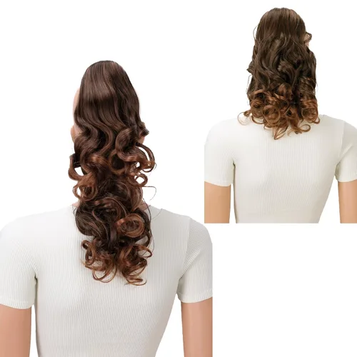 Miniatura 25 de PRETTYSHOP 16 o 20 pulgadas clip para el pelo en extensión cola de caballo 2 en 1 rizada resistente al calor