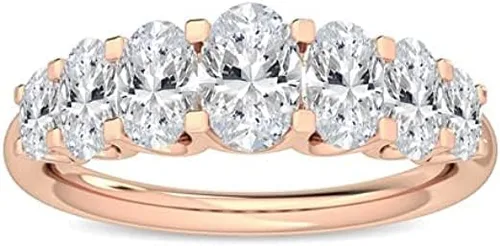 Miniatura 7 de CUSTOMIZE JEWELS 1.57 Ctw Oval Shape White Lab Grown Diamond In 14K White Yellow Rose Gold Side Stone Engagement Ring,F-GVS1-VS2