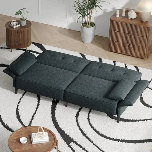 Miniatura 8 de COPIAE Sofá cama futón de 89 pulgadas, cómodo sofá cama futón con 2 almohadas cuadradas, sofá cama convertible con respaldo y reposabrazos