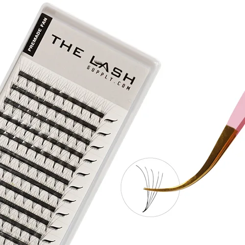 THE LASH SUPPLY 120 abanicos, extensiones de pestañas prefabricadas 5D, rizo C/D, longitud de 0.315-0.591 in, grosor de 0.07, 12 líneas, extensiones