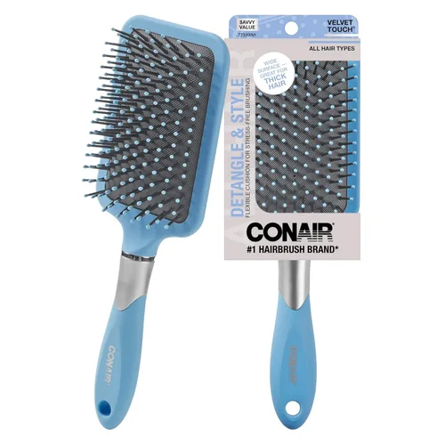 Miniatura 9 de Conair Cepillo de pelo Velvet Touch Paddle Cushion - Cepillo desenredante - estilos rizados o rectos - hombres o mujeres - desenredante - cuenta