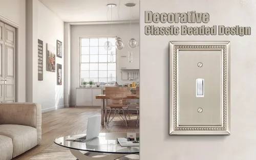 Miniatura 4 de Henne Bery Sunken Pearls - placa decorativa de pared para interruptor (Palanca simple, 2 unidades, níquel satinado)