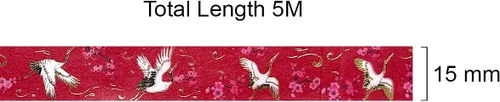 Miniatura 3 de allydrew Cinta adhesiva Washi de lámina dorada poética, 0.591 in x 16.4 ft, grúas en rojo