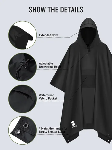 Miniatura 4 de Impermeable con capucha estilo poncho, para hombres y mujeres