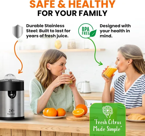 Miniatura 7 de Eurolux Exprimidor eléctrico de naranja, elegante exprimidor de jugo de cítricos sin esfuerzo para limón, lima, pomelo Motor potente, fácil