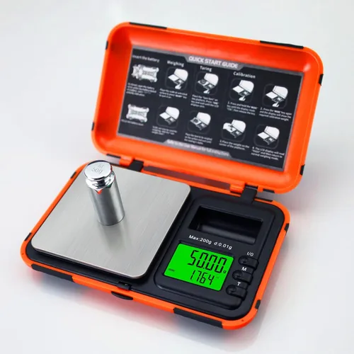Báscula digital de bolsillo de precisión de 7.05 oz/0.00 oz con pesos Cal de 1.76 oz, pantalla LCD, escala digital de gramos y onzas, mini báscula