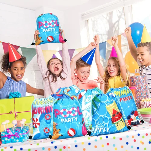 Miniatura 7 de Marsui 24 piezas Bolsas de regalo con cordón para fiesta en la piscina, bolsas de golosinas para regalos de fiesta, bolsas de dulces para regalos