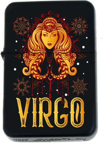 Signos del zodiaco, símbolos del horóscopo, colección de iconos de astrología, infinito negro mate a prueba de viento, encendedores (Virgo) - Regalo